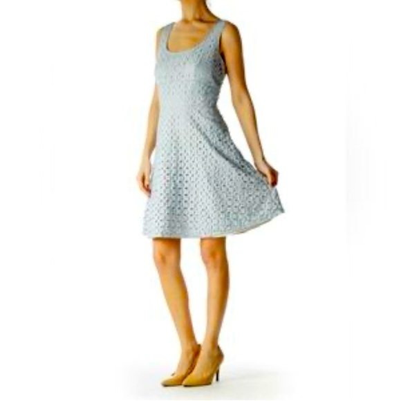 LOFT -ANN TAYLOR Light Blue Eyelet Mini Dress - Picture 1 of 8